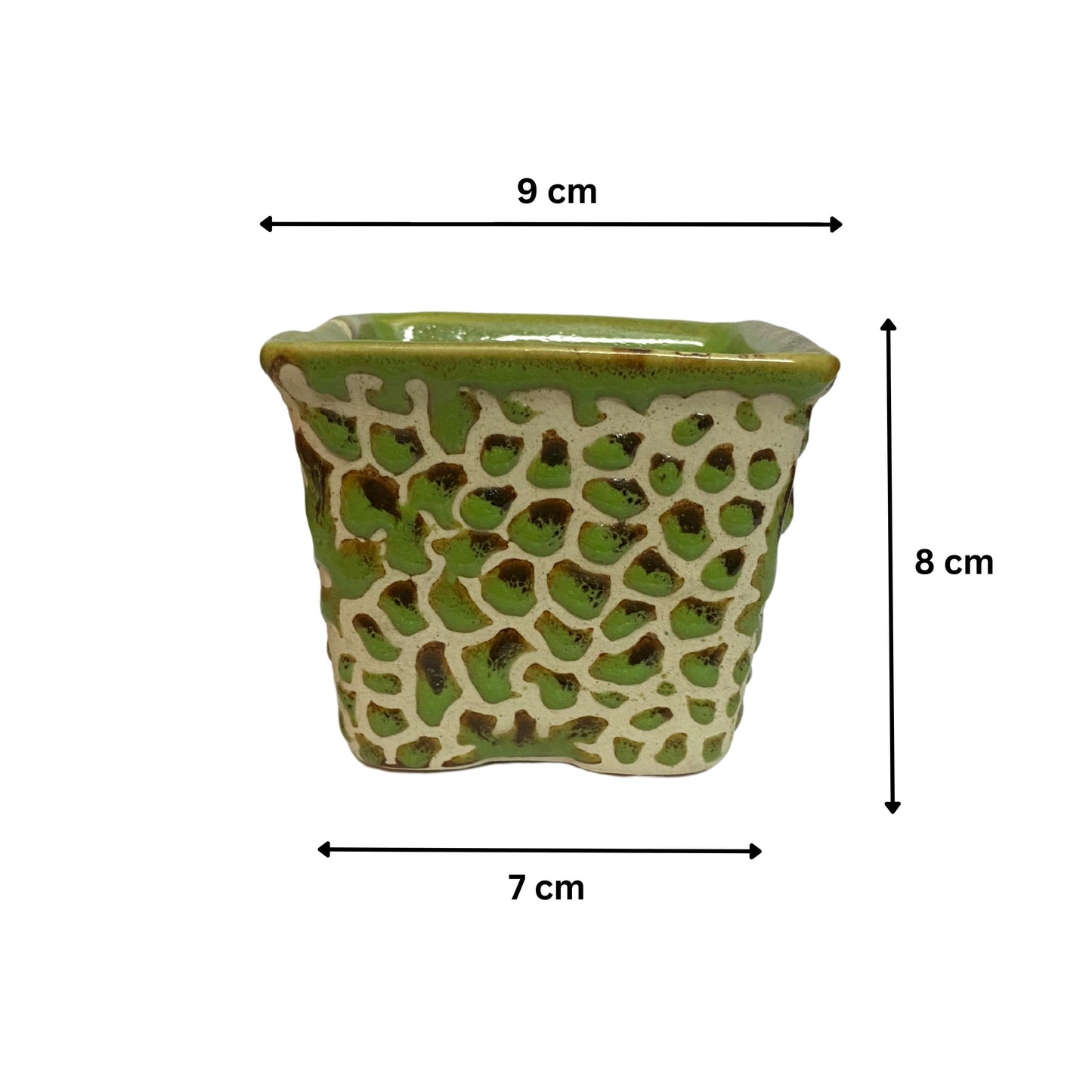 Ceramic Square Dark Green Colour Pot Home, Indoor Décor & Gifting