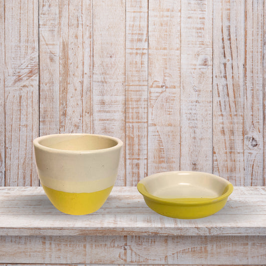 Ceramic Yellow Colour Pot Home, Indoor Décor & Gifting